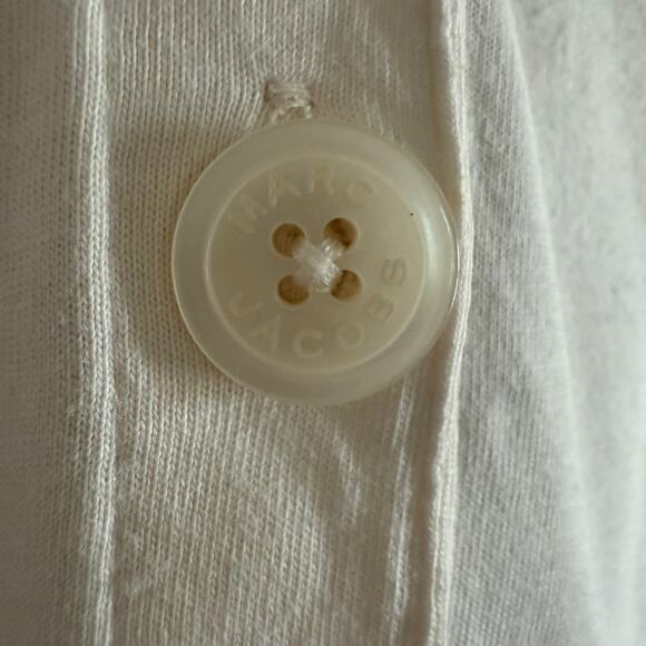 Y2K Vintage MARC JACOBS | Preppy Cream Puff Sleeve Polo Shirt | Large - Picture 3 of 8